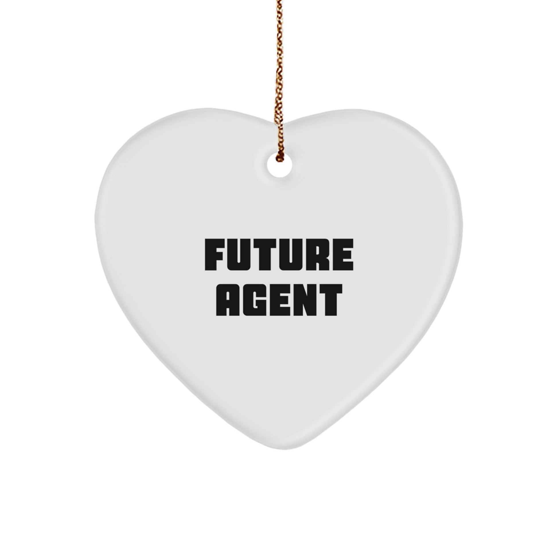 Funny Future Agent Gifts from Men, Heart Ornament with Inspirational Quote for Agent, Perfect Christmas Unique Gifts for Agents - Victory Thru Vision