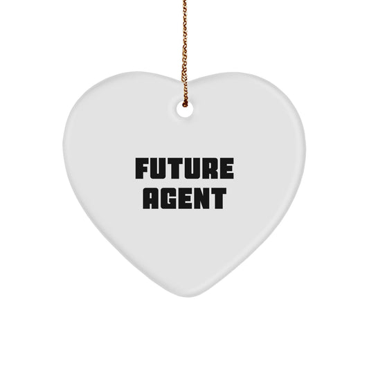 Funny Future Agent Gifts from Men, Heart Ornament with Inspirational Quote for Agent, Perfect Christmas Unique Gifts for Agents - Victory Thru Vision