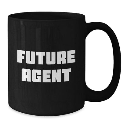 Funny Future Agent Graduation Agent Gifts from Men, Women, Coworkers, Family for Future Agent Black Coffee Mug, Inspirational Quote - Victory Thru Vision