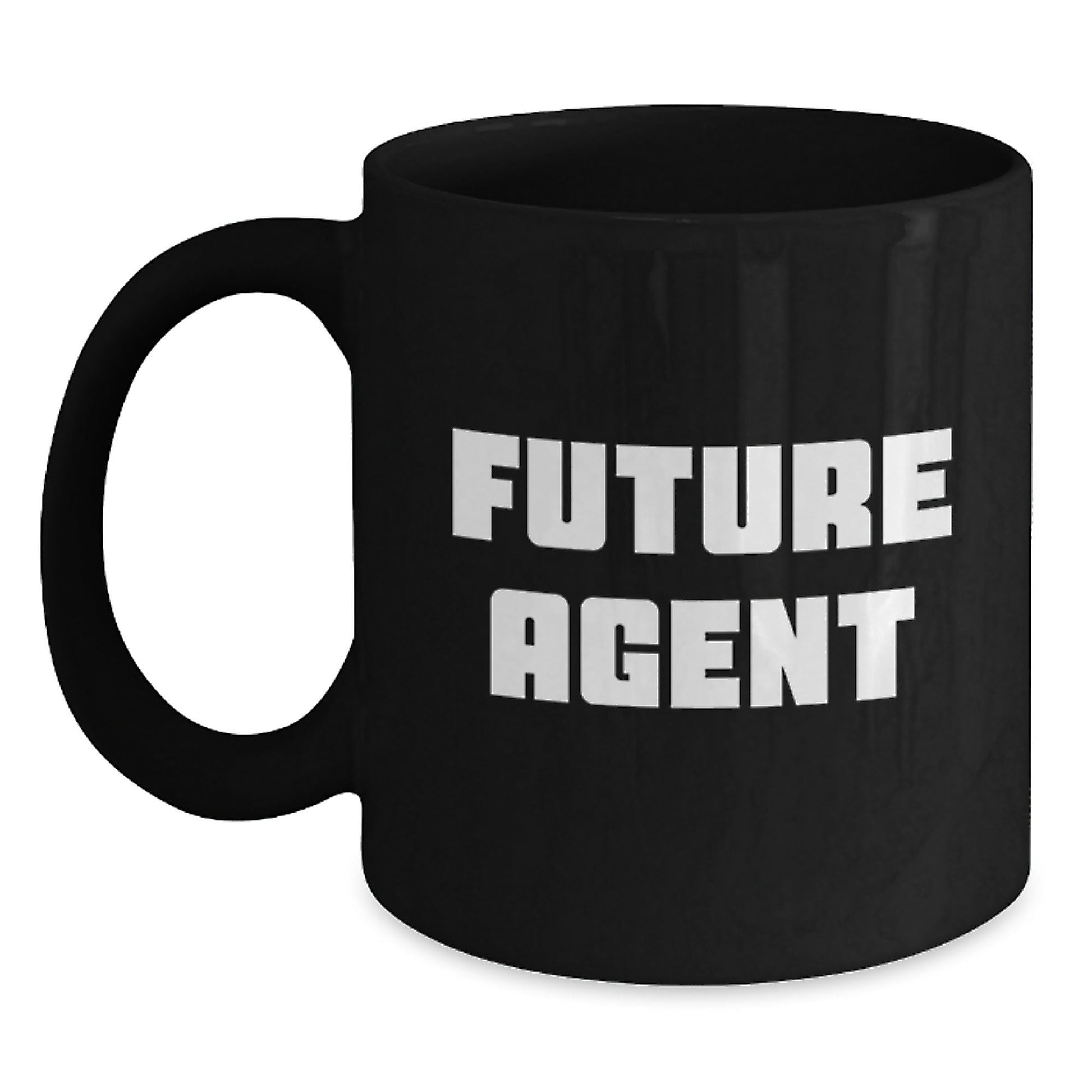 Funny Future Agent Graduation Agent Gifts from Men, Women, Coworkers, Family for Future Agent Black Coffee Mug, Inspirational Quote - Victory Thru Vision