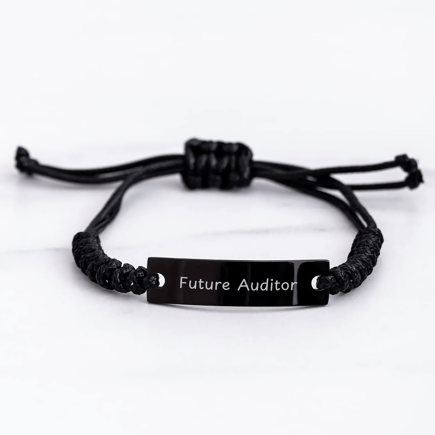 Funny Future Auditor Rope Bracelet, Gifts from Friends for Graduation, Adjustable Black Rope Jewelry, Engraved with Inspirational Quote, Gifts for Future Auditors, Auditor Gifts, Men, Women, Family - Victory Thru Vision