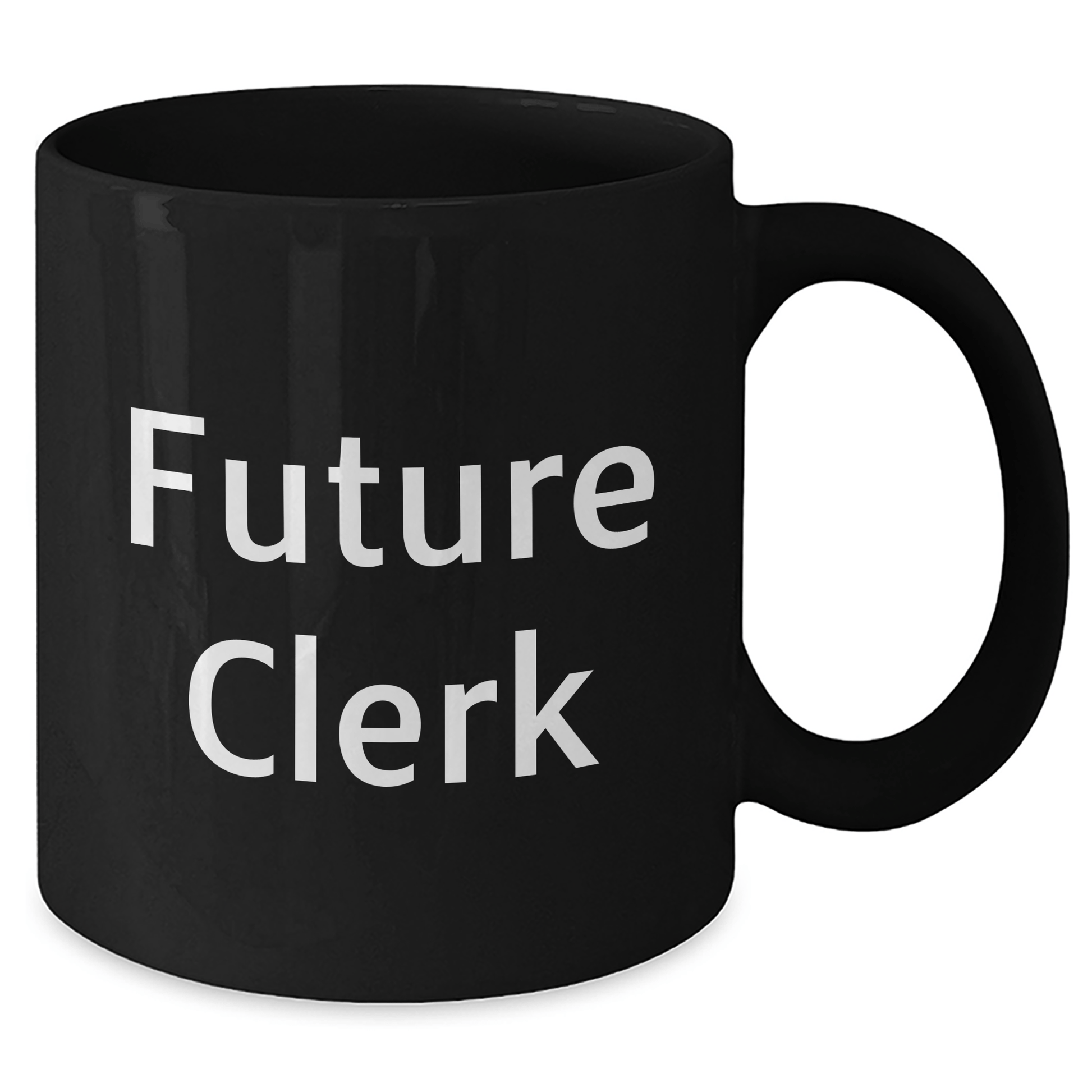 Funny Future Clerk Gifts, Inspirational Black Coffee Mug, Graduation Unique Gifts from Friends, Family, Coworkers, or Men and Women to Future Clerks - Victory Thru Vision