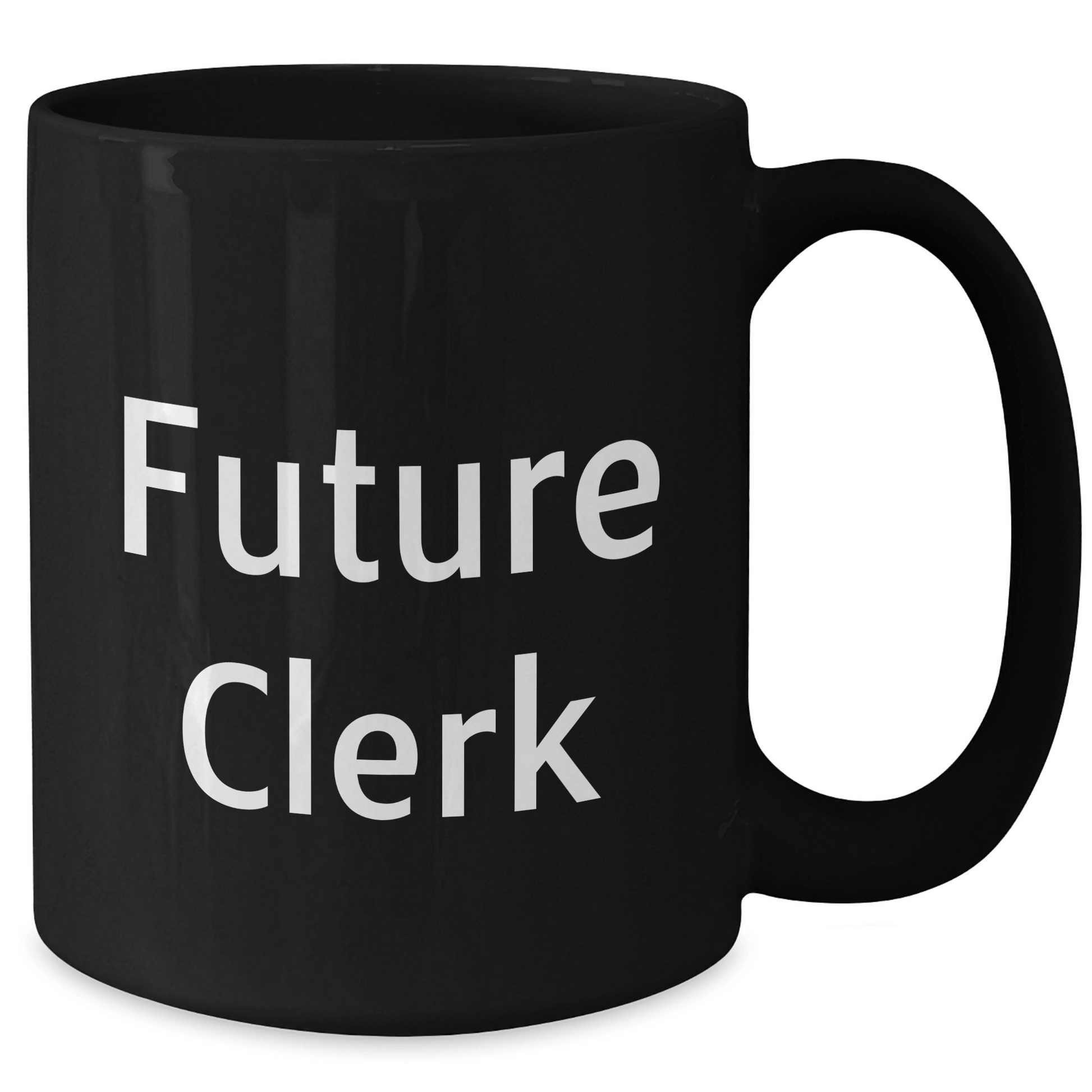 Funny Future Clerk Gifts, Inspirational Black Coffee Mug, Graduation Unique Gifts from Friends, Family, Coworkers, or Men and Women to Future Clerks - Victory Thru Vision