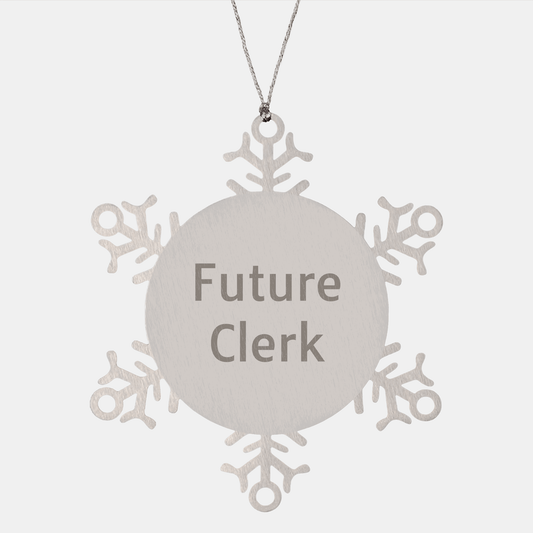 Funny Future Clerk Snowflake Ornament Gift for Men Friends Coworkers - Gifts from Family to Clerk - Victory Thru Vision