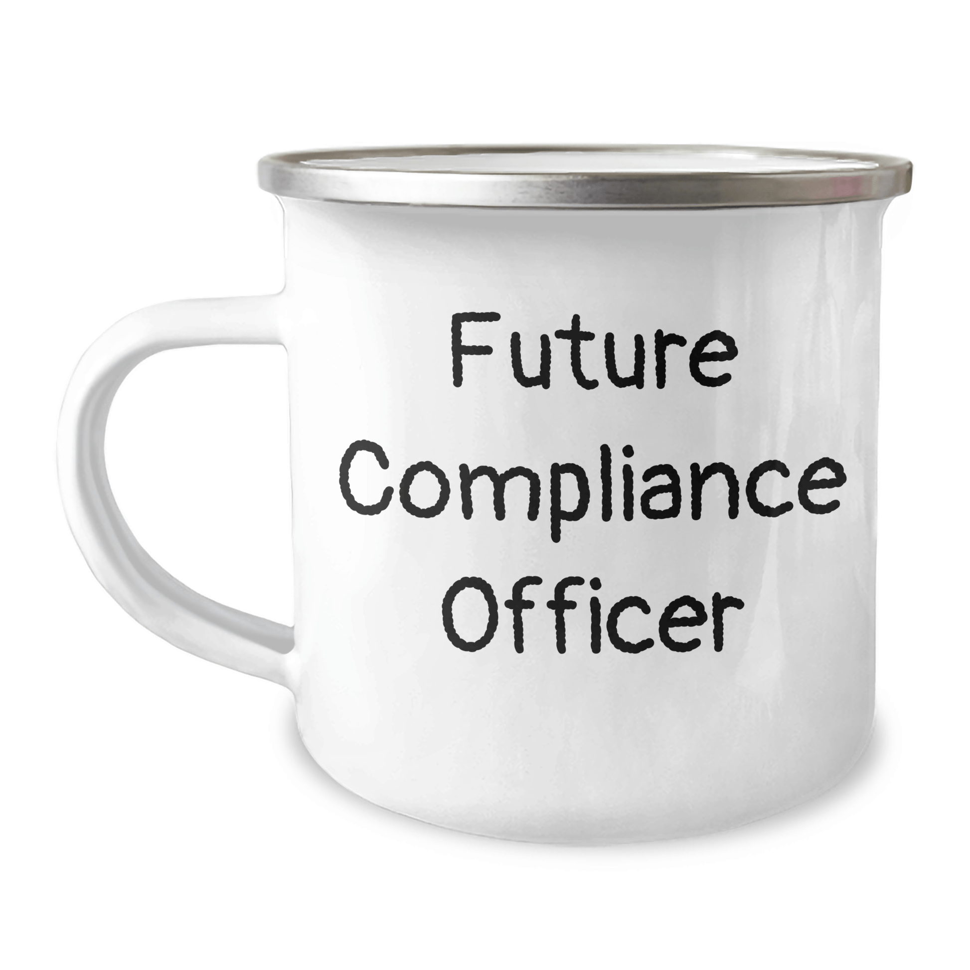 Funny Future Compliance Officer Gifts from Family - Inspirational Camping Mug for Graduation, 12 oz Stainless Steel with Enamel Finish, Gifts for Compliance Officer - Victory Thru Vision