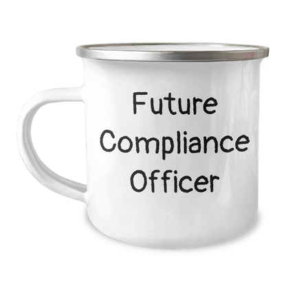 Funny Future Compliance Officer Gifts from Family - Inspirational Camping Mug for Graduation, 12 oz Stainless Steel with Enamel Finish, Gifts for Compliance Officer - Victory Thru Vision
