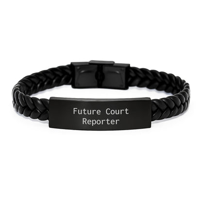 Funny Future Court Reporter Graduation Gifts from Friends - Interlaced Leather Court Reporter Accessories - Victory Thru Vision