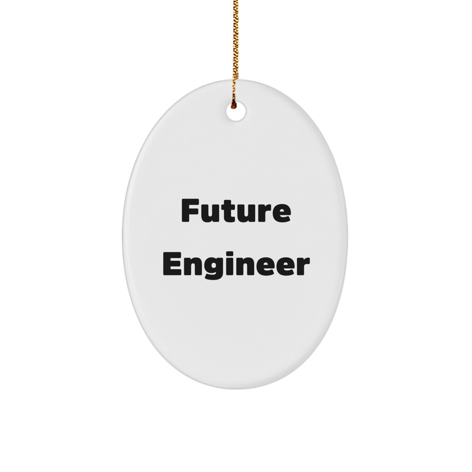 Funny Future Engineer Gifts for Men, Unique Oval Ornament with 'Future Engineer' Quote, Christmas Memorable Presents from Family for Coworkers - Victory Thru Vision