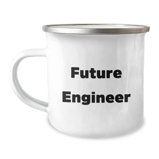 Funny Future Engineer Gifts from Men for Graduation Celebration, 12 oz Camping Mug with Inspirational Quote, Perfect for Coworkers, Friends, or Family - Victory Thru Vision