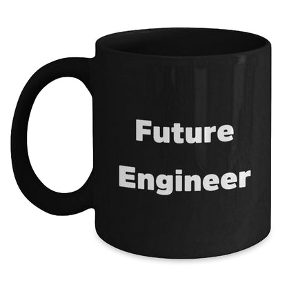Funny Future Engineer Gifts, Inspirational Black Coffee Mug for Graduation, 'Future Engineer' Quote, Microwave and Dishwasher Safe, Gifts from Friends, Family, or Coworkers - Victory Thru Vision
