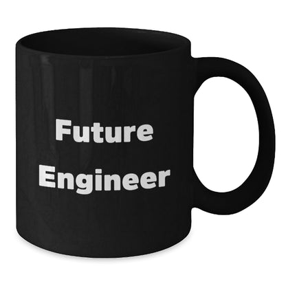 Funny Future Engineer Gifts, Inspirational Black Coffee Mug for Graduation, 'Future Engineer' Quote, Microwave and Dishwasher Safe, Gifts from Friends, Family, or Coworkers - Victory Thru Vision