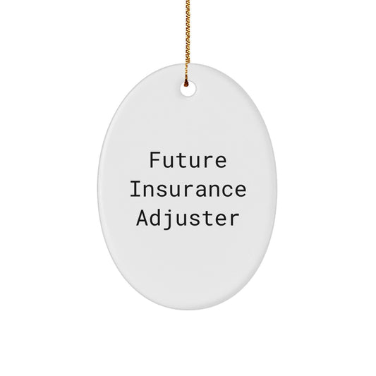 Funny Future Insurance Adjuster Oval Ornament Gifts from Family to Insurance Adjuster Friends at Christmas - Victory Thru Vision