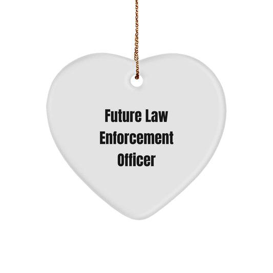 Funny Future Law Enforcement Officer Gifts from Family - Heart Ornament Christmas Memorable Present for Men and Women - Victory Thru Vision