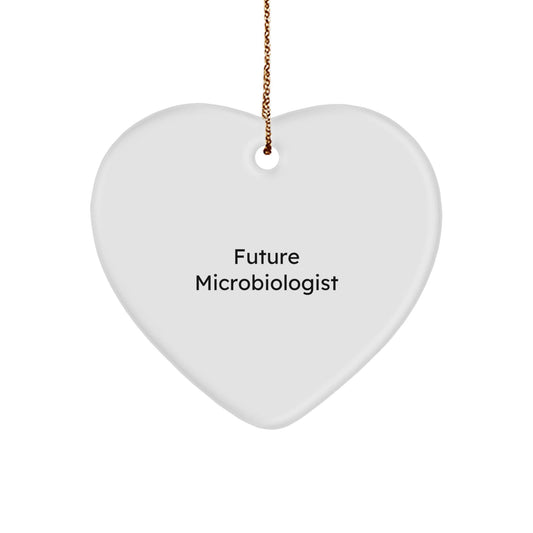 Funny Future Microbiologist Gifts from Friends, Heart Ornament for Christmas, 'May the Microbe Be With You' Quote - Victory Thru Vision