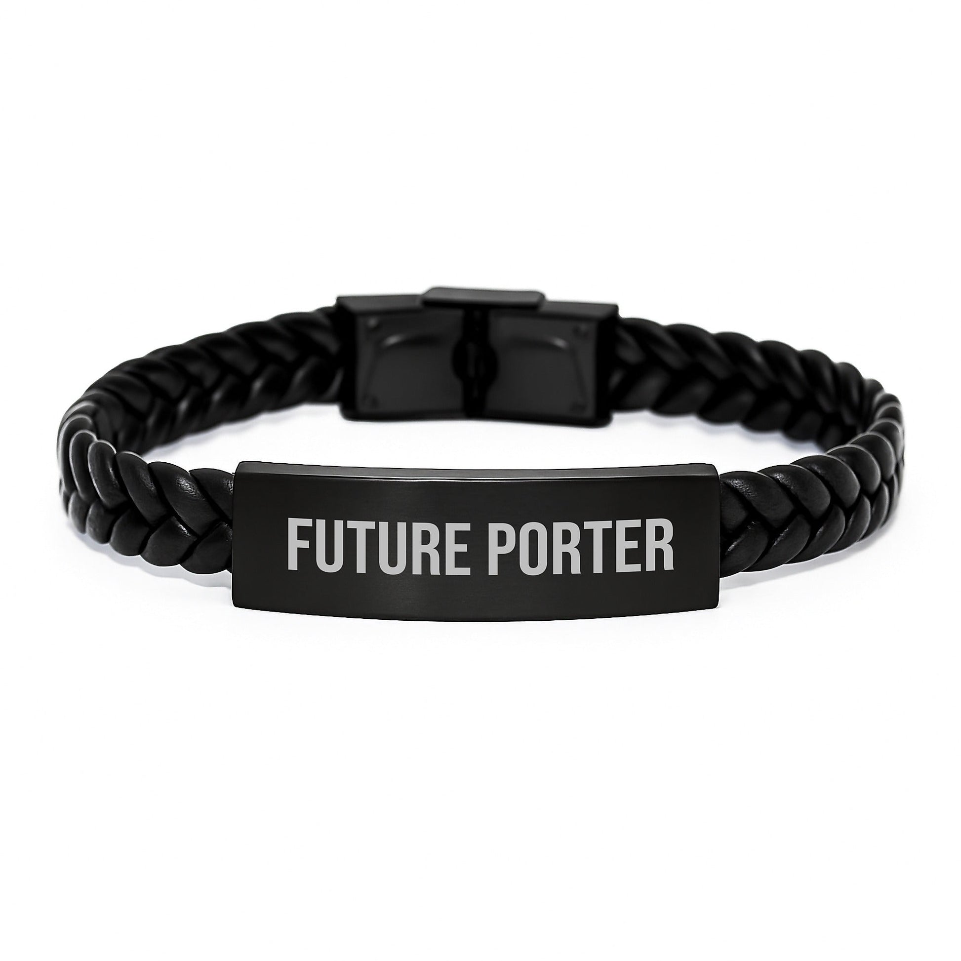 Funny Future Porter Interlaced Leather Bracelet for Him, Unique Gifts from Friends or Family, Inspirational Quote for Graduation - Victory Thru Vision