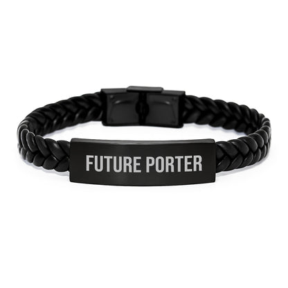 Funny Future Porter Interlaced Leather Bracelet for Him, Unique Gifts from Friends or Family, Inspirational Quote for Graduation - Victory Thru Vision