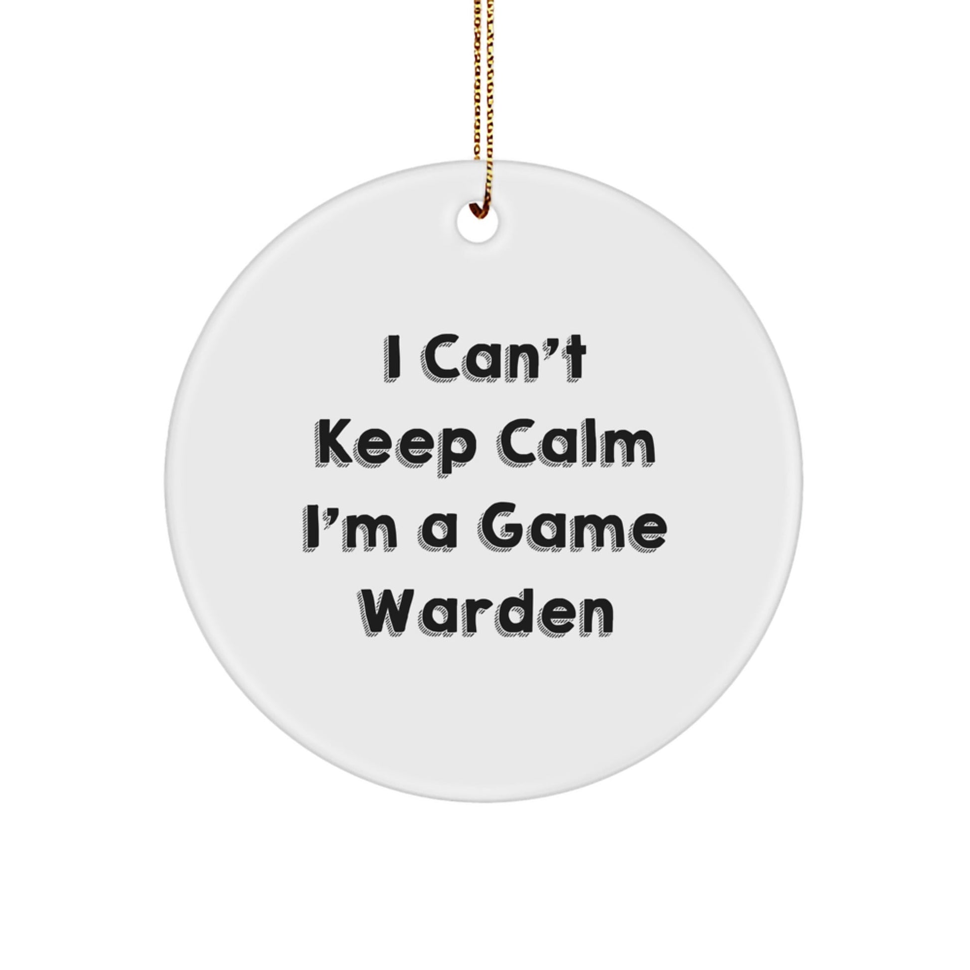 Funny Game Warden Gifts from Friends - I Can't Keep Calm I'm A Game Warden Circle Ornament Christmas - Victory Thru Vision
