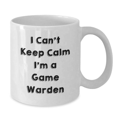 Funny Game Warden Gifts from Friends, I Can't Keep Calm I'm A Game Warden White Coffee Mug for Men and Women, Graduation Unique Gifts - Victory Thru Vision