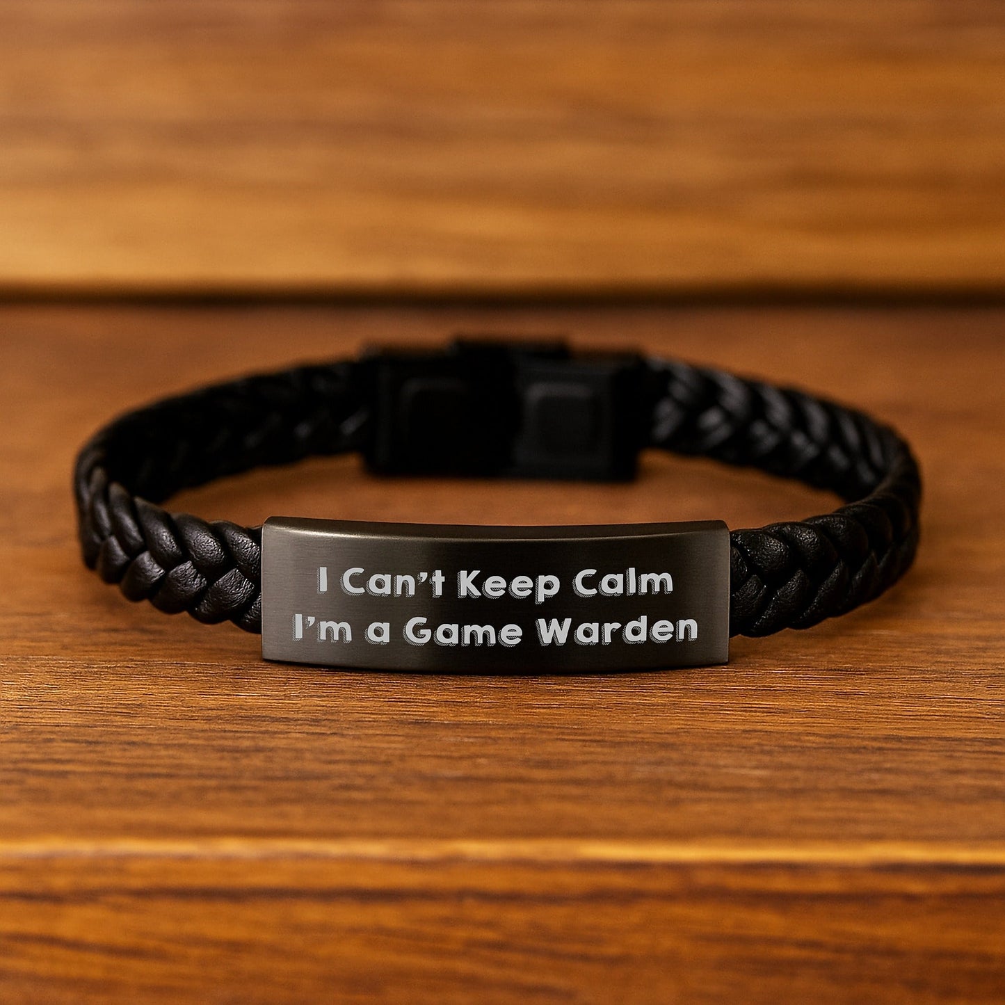 Funny Game Warden Gifts from Men to Friends - I Can't Keep Calm I'm A Game Warden Interlaced Leather Bracelet for Graduation - Victory Thru Vision