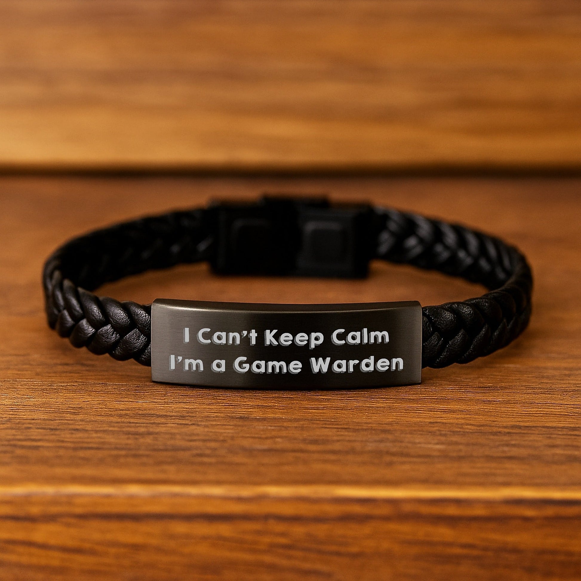 Funny Game Warden Gifts from Men to Friends - I Can't Keep Calm I'm A Game Warden Interlaced Leather Bracelet for Graduation - Victory Thru Vision