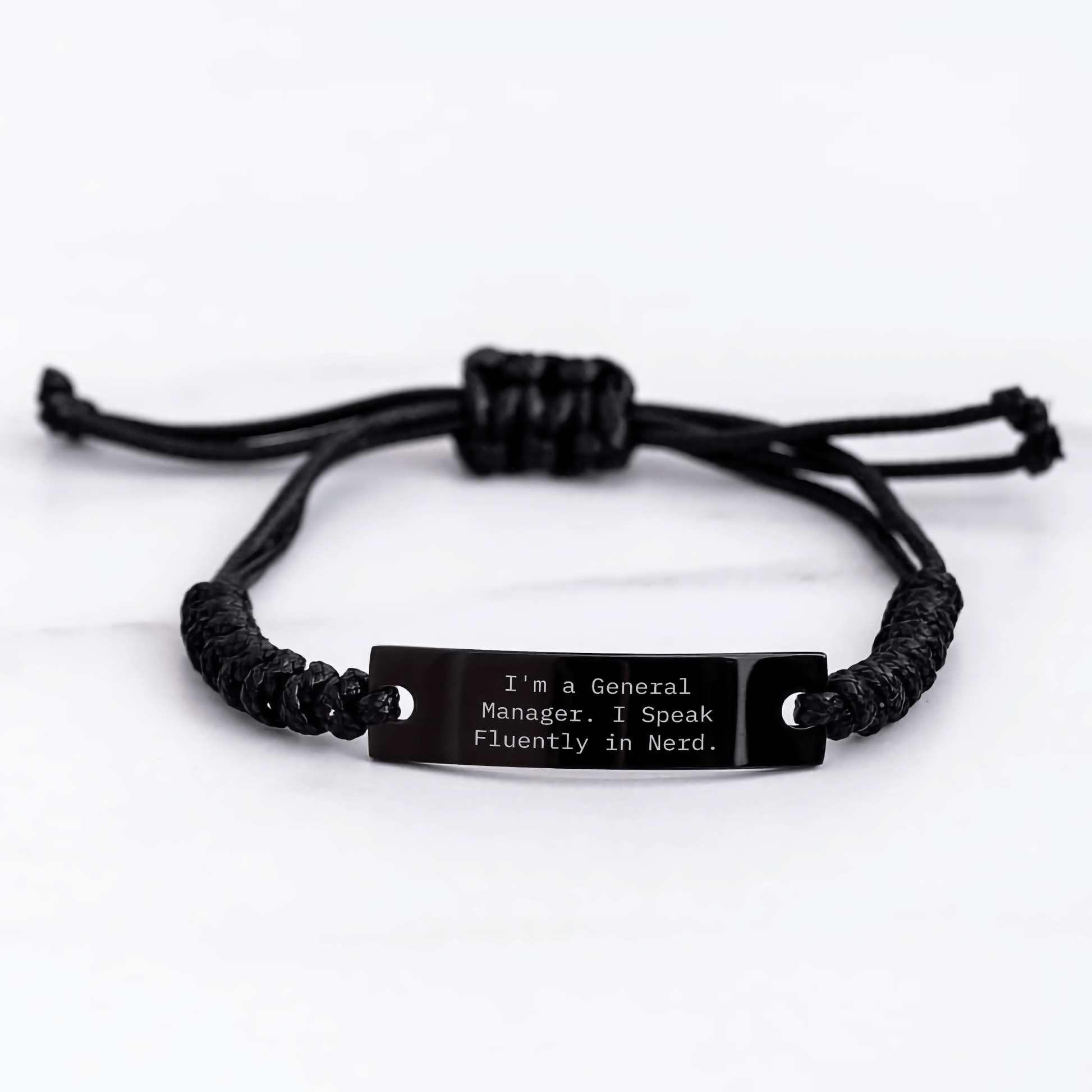 Funny General Manager Gifts for Men - 'I'm A General Manager. I Speak Fluently In genius.' Quote Adjustable Rope Bracelet for Graduation - Victory Thru Vision