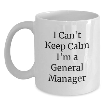 Funny General Manager Gifts from Friends - 'I Can't Keep Calm I'm A General Manager' White Coffee Mug for General Manager Graduation Unique Gifts - Victory Thru Vision