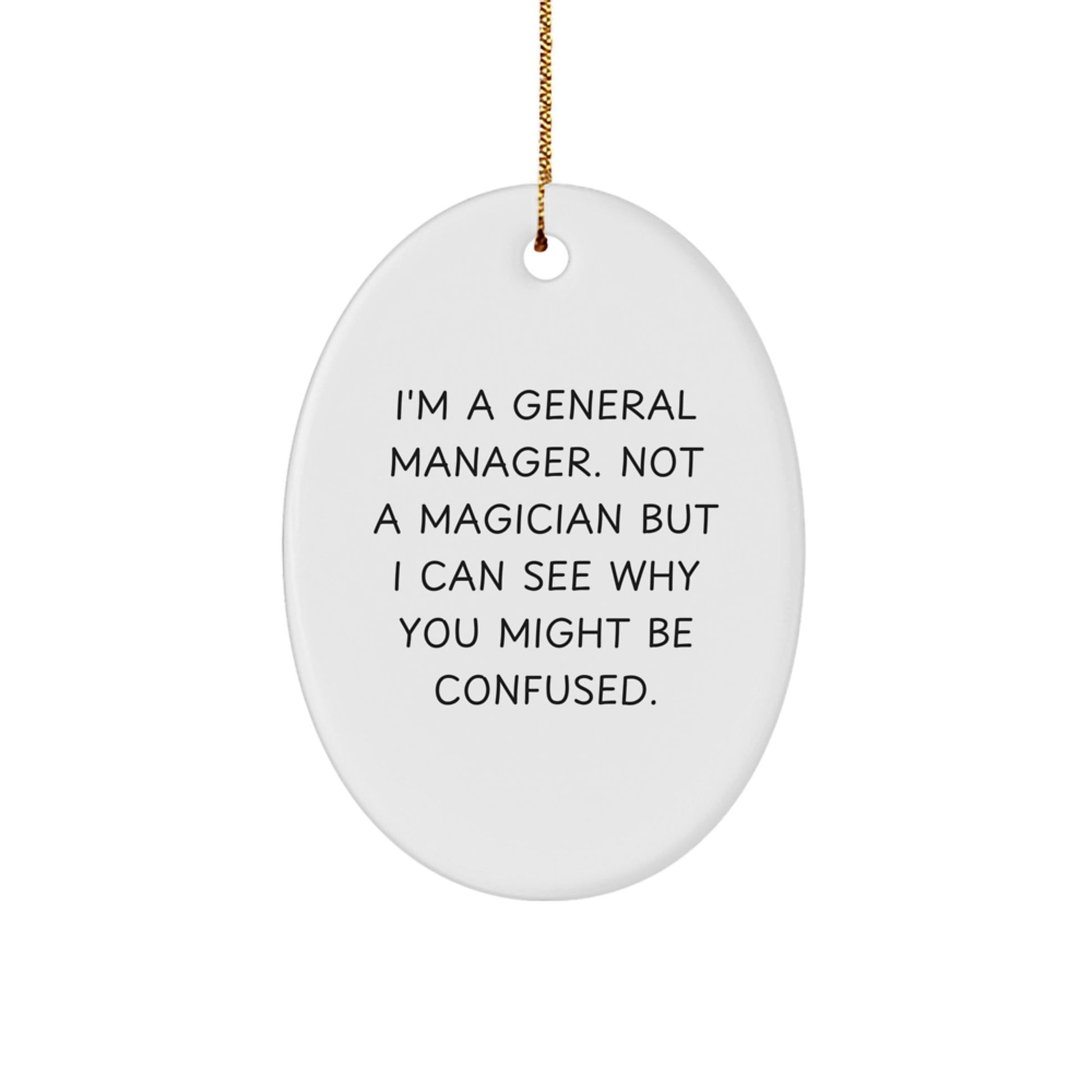 Funny General Manager Gifts from Friends - 'I'm Not a Magician' Oval Ornament for Christmas - Victory Thru Vision