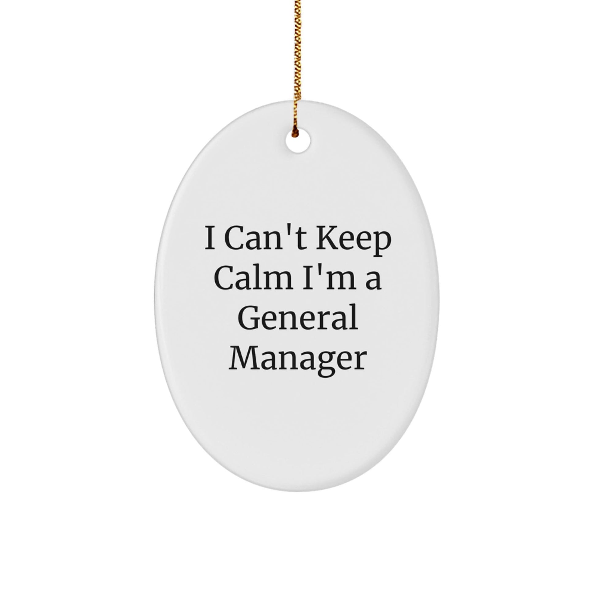 Funny General Manager Gifts I Can't Keep Calm I'm A General Manager Oval Ornament for Christmas - Victory Thru Vision