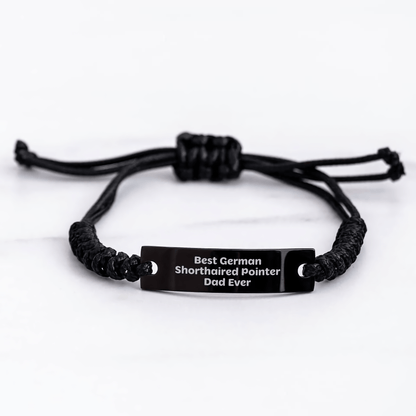 Funny German Shorthaired Pointer Dad Gifts, Best German Shorthaired Pointer Dog Ever Rope Bracelte, Adjustable Black Rope for Men, Father's Day Unique Gifts from Family - Victory Thru Vision 