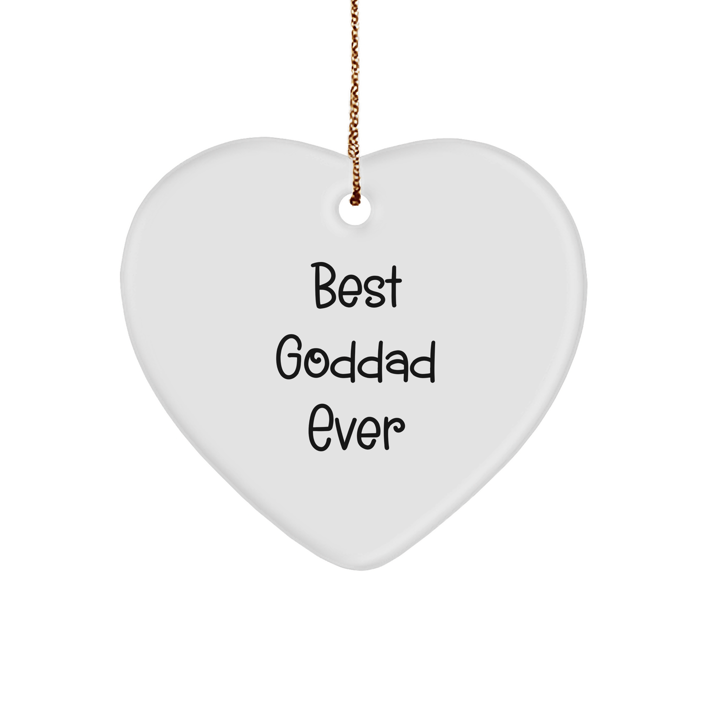 Funny Goddad Gifts for Men - 'Best Goddad Ever' Heart Ornament, Christmas Memorable Presents from Friends or Family - Victory Thru Vision