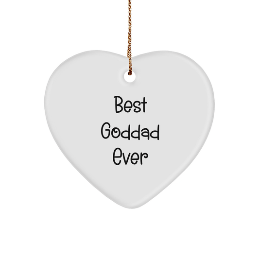 Funny Goddad Gifts for Men - 'Best Goddad Ever' Heart Ornament, Christmas Memorable Presents from Friends or Family - Victory Thru Vision