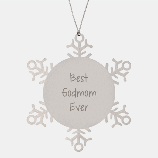 Funny Godmom Gifts - Best Godmom Ever Snowflake Ornament, Gifts from Family for Godmom, Christmas Unique Gifts - Victory Thru Vision 