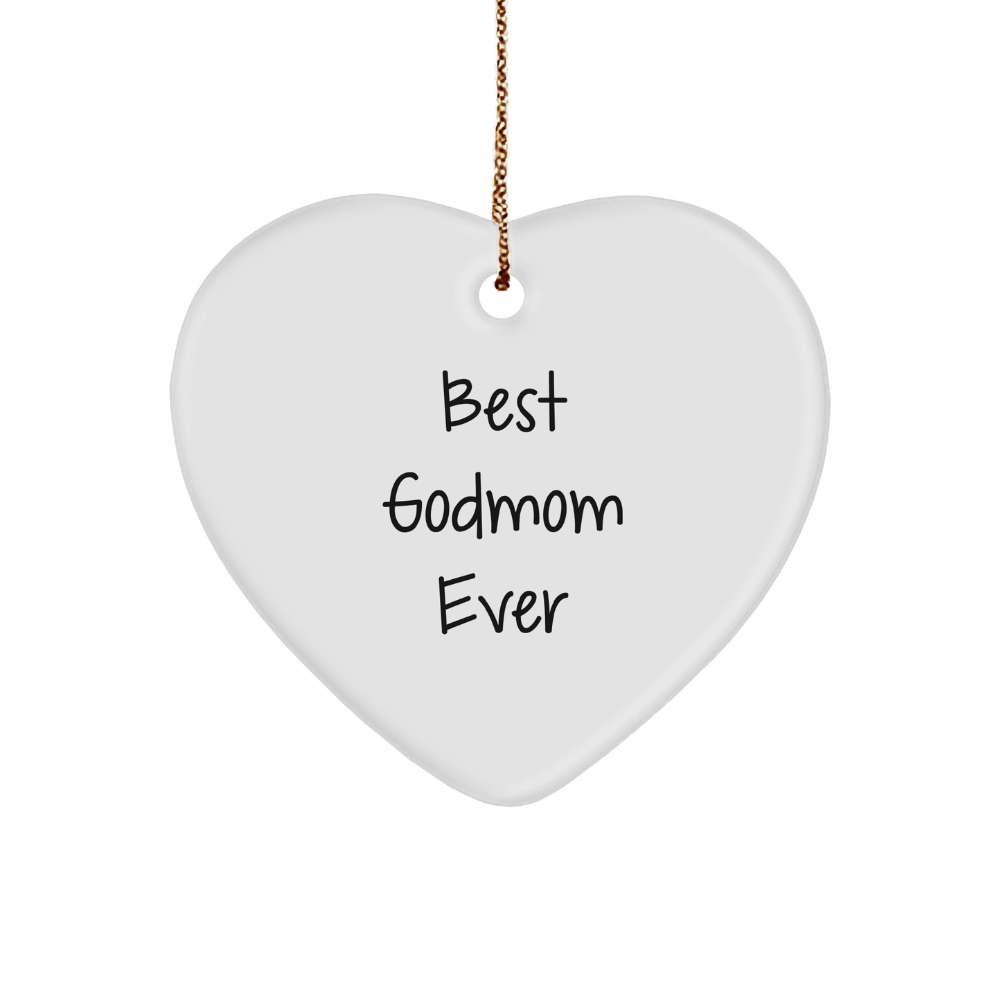 Funny Godmom Gifts from Men, Women, Friends, Coworkers, Family - 'Best Godmom Ever' Heart Ornament for Christmas - Victory Thru Vision