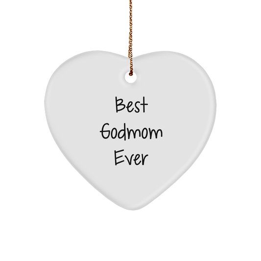 Funny Godmom Gifts from Men, Women, Friends, Coworkers, Family - 'Best Godmom Ever' Heart Ornament for Christmas - Victory Thru Vision