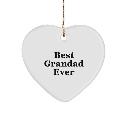 Funny Grandad Gifts, Heart Ornament, 'Best Grandad Ever' Quote, Christmas Memorable Presents for Men, Gifts from Family - Victory Thru Vision 