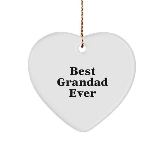 Funny Grandad Gifts, Heart Ornament, 'Best Grandad Ever' Quote, Christmas Memorable Presents for Men, Gifts from Family - Victory Thru Vision 