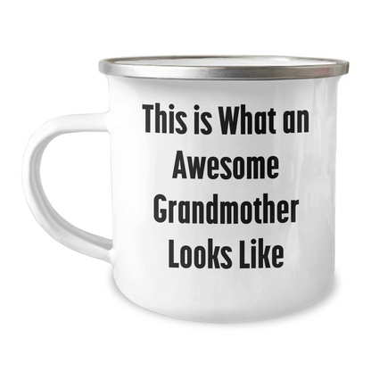 Funny Grandmother Camping Mug Gifts from Men to Awesome Grandmother for Graduation - 'This Is What An Awesome Grandmother Looks Like' Quote - Victory Thru Vision 