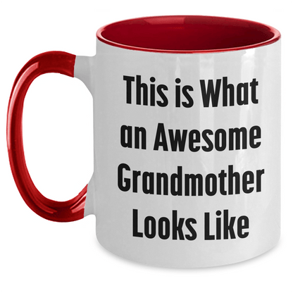 Funny Grandmother Gifts - This Is What An Awesome Grandmother Looks Like Two Tone Coffee Mug, Gifts from Family for Grandmother, Graduation Unique Gifts - Victory Thru Vision 