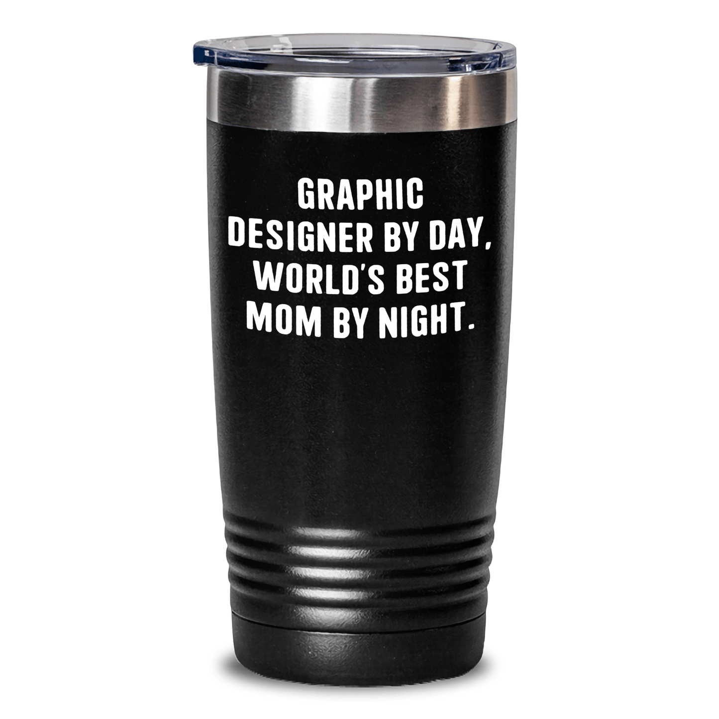 Funny Graphic Designer Gifts for Men from World's Best Mom at Night, 20oz or 30oz Vacuum-Insulated Tumbler for Hot and Cold Drinks - Victory Thru Vision 