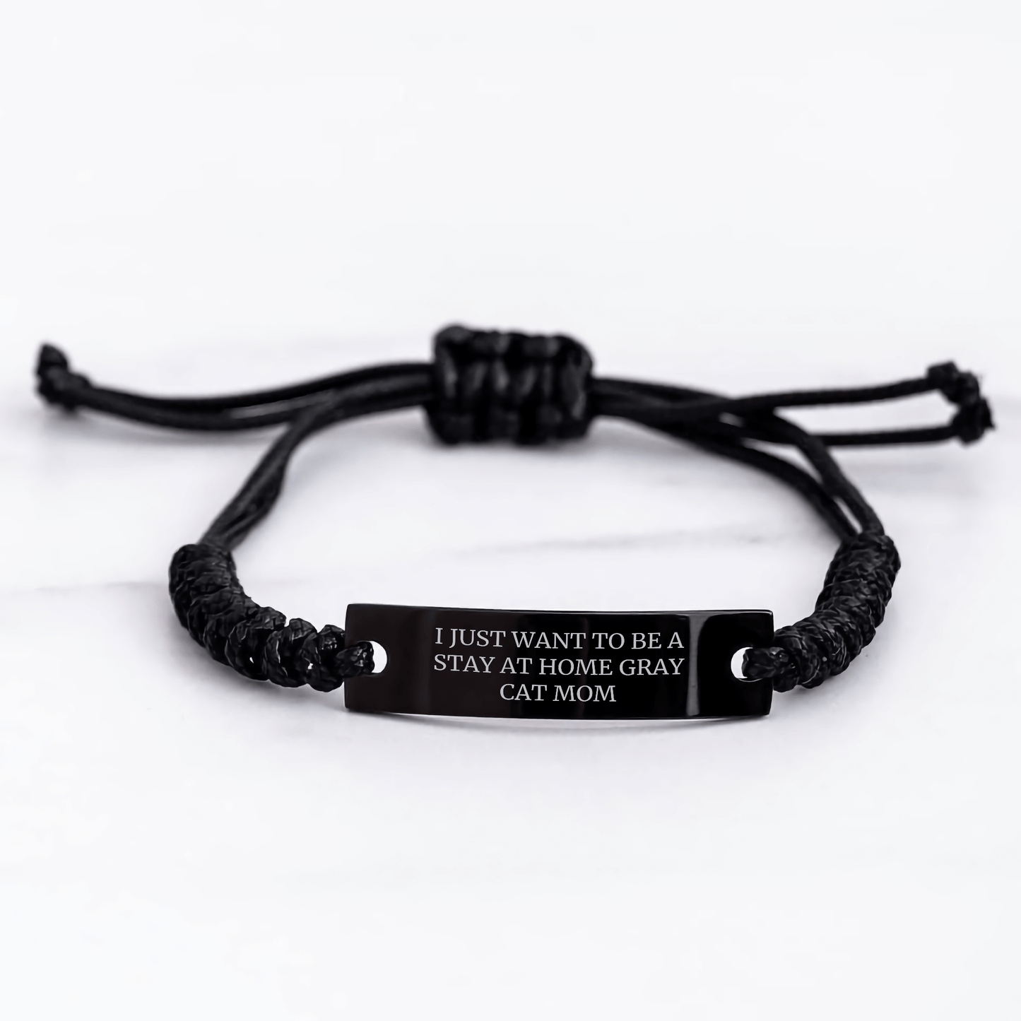 Funny Gray Cat Mom's Gift for Him - Gray Cat Rope Bracelet, Gifts from Men to Dad on Father's Day - Victory Thru Vision 