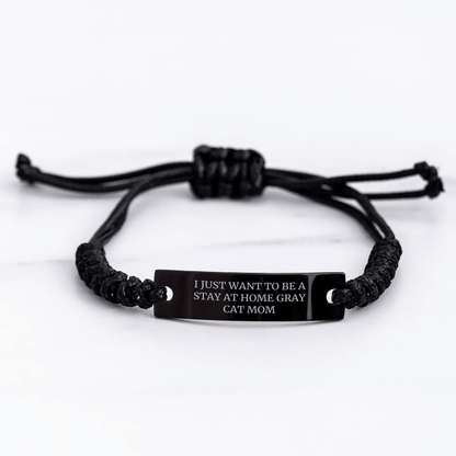 Funny Gray Cat Mom's Gift for Him - Gray Cat Rope Bracelet, Gifts from Men to Dad on Father's Day - Victory Thru Vision 