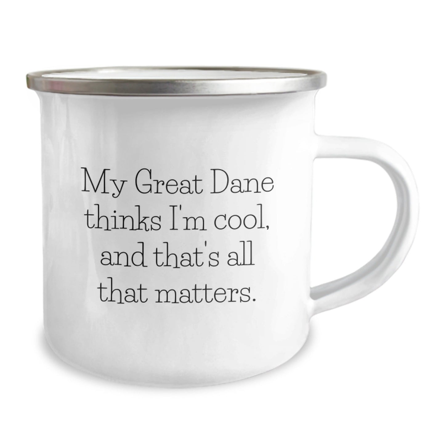Funny Great Dane Dog Camping Mug Gifts for Men Friends from - Unique Birthday Presents - Victory Thru Vision