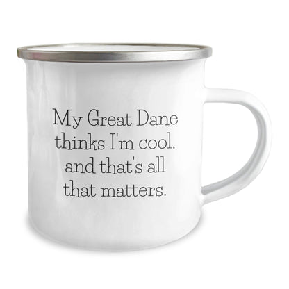 Funny Great Dane Dog Camping Mug Gifts for Men Friends from - Unique Birthday Presents - Victory Thru Vision