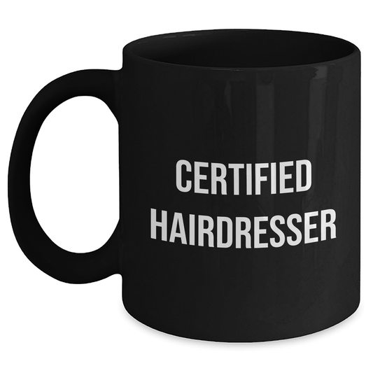 Funny Hairdresser Gifts for Him from Friends, 'Hairdressers are the Real MVPs' Black Coffee Mug for Father's Day - Victory Thru Vision 