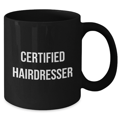 Funny Hairdresser Gifts for Him from Friends, 'Hairdressers are the Real MVPs' Black Coffee Mug for Father's Day - Victory Thru Vision 