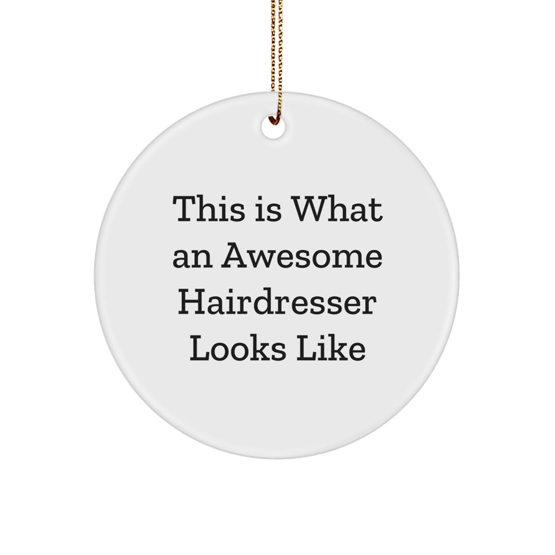 Funny Hairdresser Gifts from Friends and Family - This Is What An Awesome Hairdresser Looks Like Circle Ornament, Christmas Unique Treasures - Victory Thru Vision