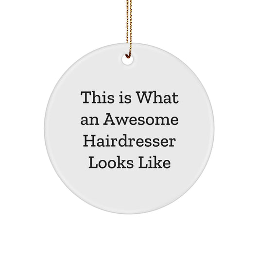Funny Hairdresser Gifts from Friends and Family - This Is What An Awesome Hairdresser Looks Like Circle Ornament, Christmas Unique Treasures - Victory Thru Vision