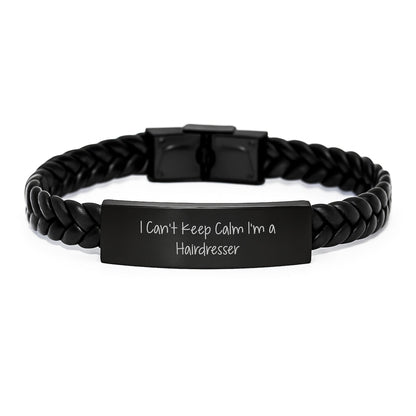 Funny Hairdresser Gifts from Friends, Inspirational I Can't Keep Calm I'm A Hairdresser Interlaced Leather Bracelet for Hairdresser Graduation Unique Gifts - Victory Thru Vision
