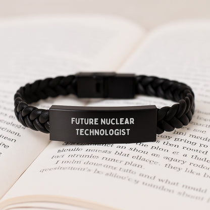 Funny Inspirational Gifts for Future Nuclear Technologists - Interlaced Leather Bracelet Gifts from Friends and Family for Men - Victory Thru Vision
