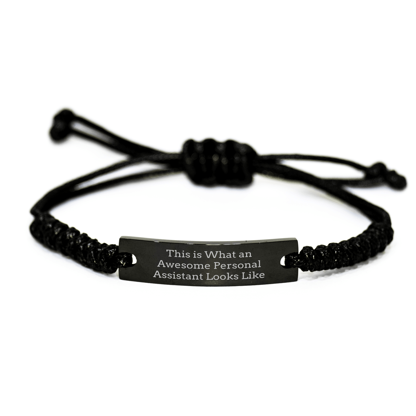 Funny Inspirational Gifts from Men to Personal Assistants on Graduation - Adjustable Rope Black Stainless Steel Quote 'This Is What An Awesome Personal Assistant Looks Like' - Victory Thru Vision